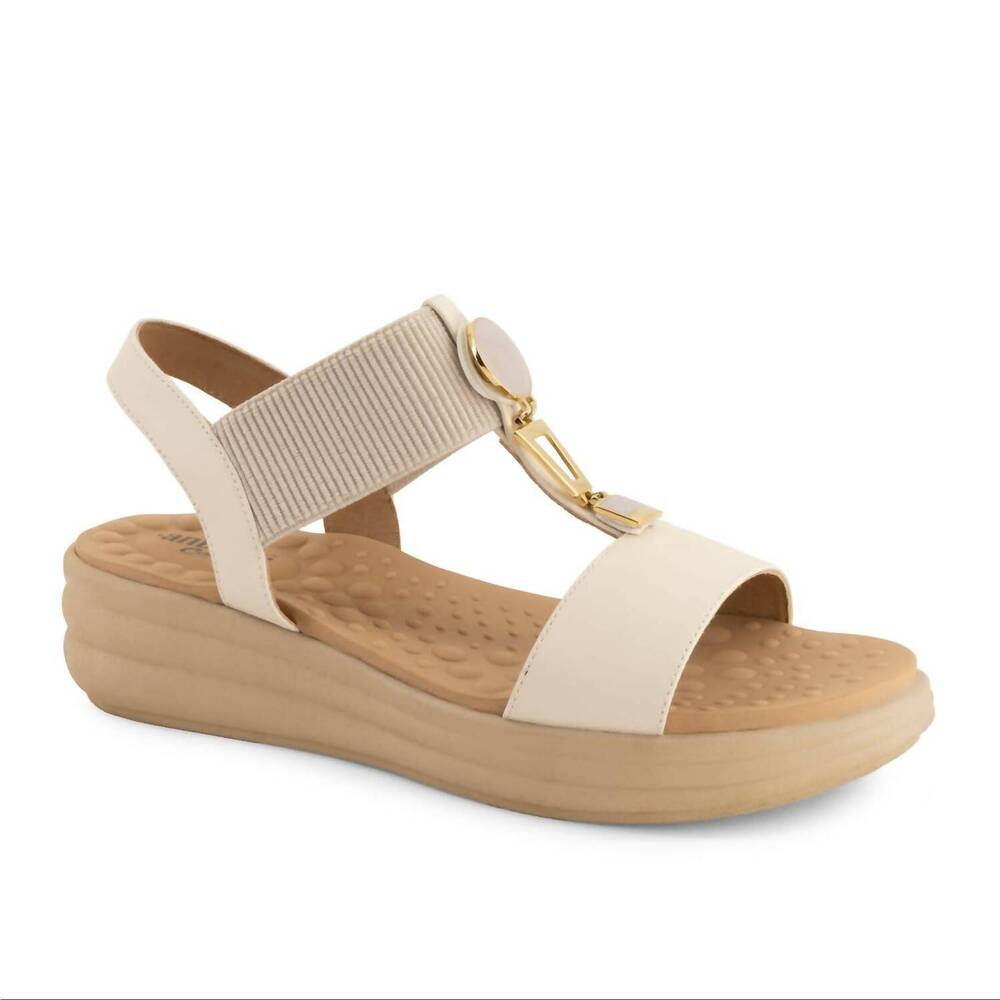 NEW ANDREA women's t-strap wedge sandal in white